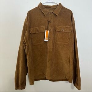 Timberland x AE Corduroy Popover Shirt Brown Size Large Organic Cotton New W Tag